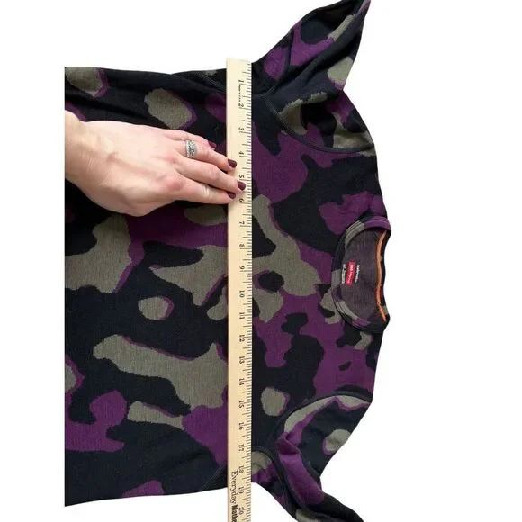 Icebreaker Long Sleeve Crew Top Shirt 260 Vertex Wool Camo Black Purple Green si - Picture 5 of 10